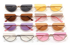 Vente en gros Lunettes de soleil rétro œil de chat demi-monture pour femmes Fashion Hip Hop Vintage Metal Frame Black <span class=keywords><strong>Pink</strong></span> Custom Logo - Product Image 6