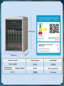 EUNA/YouNuo Réfrigérateur compact rétro 110L à dégivrage automatique pour boissons, idéal salon, bureau, appartement, <span class=keywords><strong>rouge</strong></span> - Product Image 4