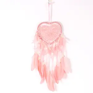 Custom Handmade Large Heart Shaped Dream Catcher Wind Chimes Wall Hanging Ornaments Dream Catcher for Wedding Decoration