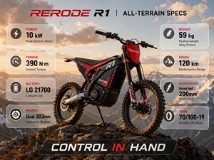 Motocicleta Eléctrica de Motocross RERODE R1 Pro, 10KW, Tracción Media, Moto de Carreras, 59kg, Motocicleta Todoterreno para Adultos con Suspensión de 200mm de Recorrido Largo - Product Image 6