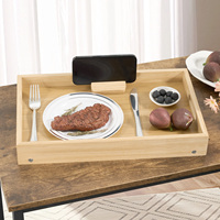 Plateau de lit multifonctionnel moderne en bois, pliable, avec support de téléphone détachable, écologique, imperméable et durable pour cuisine et salle de bain