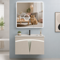 Meuble-lavabo mural moderne en alliage d'aluminium WJL avec double miroir et éclairage intégré pour salle de bain