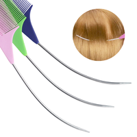 Peigne professionnel personnalisé en acier inoxydable tressage queue de rat incurvé résistant à la chaleur peignes de séparation de précision en carbone en forme de c