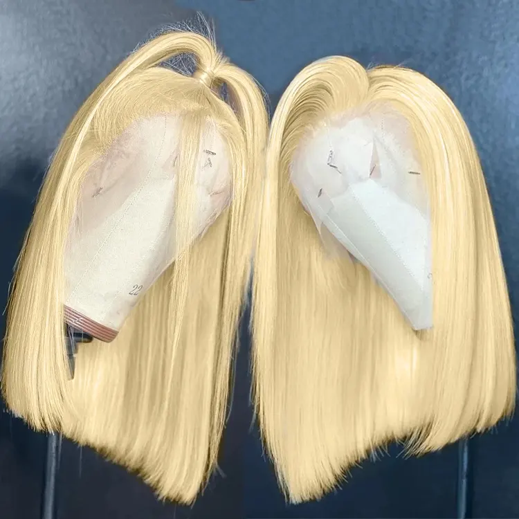 Wholesale short blonde lace front wig vendors transparent lacefront wigs 613 virgin hair frontal lace bob wig human hair