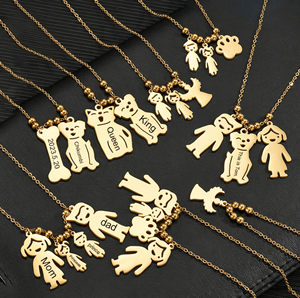 Collier personnalisé gravé CENDA DIY en acier inoxydable pour la famille, combinaison <span class=keywords><strong>maman</strong></span>, <span class=keywords><strong>papa</strong></span>, enfants, chat, chien, animal de compagnie, cadeau pour la famille - Product Image 1