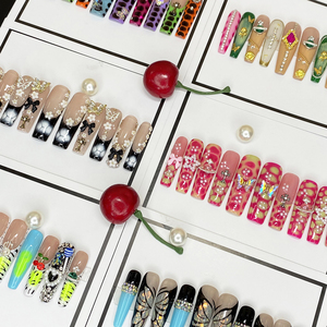 Venta al por mayor bailarina Y2K largo cuadrado ataúd uñas artes 100% hecho a mano grueso duradero acrílico decorado 10 Uds uñas Prensa en - Product Image 2