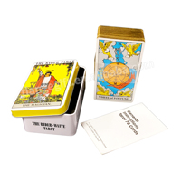 Boîte en fer blanc personnalisée pour cartes de tarot avec guide, estampage doré des bords, jeu de tarot oracle