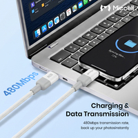Câble Type-C Miccell PD 60W à charge rapide, câble de données tressé C vers C pour téléphone, vente en gros, avec transmission de données 480 Mbps