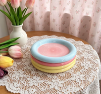 Assiettes minimalistes en céramique sous glaçure, style INS, pour desserts, gâteaux, collations, en forme de cœur, vaisselle moderne compatible micro-ondes