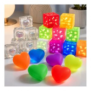 Fast Ship <b>LED</b> Flash Cube Heart Squeeze Toy Soft Squishy Stress <b>Ball</b> Fidget Sensory Kids Adults Gift Supply Distributor - Product Image 1