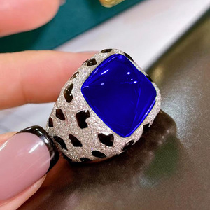 <span class=keywords><strong>Bague</strong></span> de fiançailles et de mariage luxueuse en diamant bleu roi et rouge vif, style punk, en forme de léopard, grande <span class=keywords><strong>tour</strong></span> de sucre, 17 carats, entièrement sertie de diamants - Product Image 6