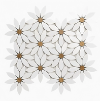 Mosaïque de marbre en pierre naturelle découpée au jet d'eau, motifs floraux, carreaux décoratifs modernes pour sols et murs, résistants à l'eau, design graphique pour intérieur