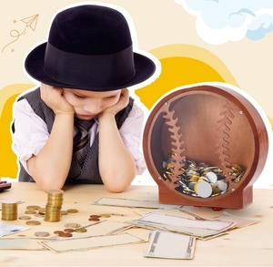 Chất Lượng Cao Thiết Kế Hiện Đại Bóng Bầu Dục Hình Gỗ Máy Tính Để Bàn Trang Trí Thân Thiện Môi Trường Trẻ Em Đồng Xu Con Heo Đất Ngân Hàng Tiền Tiết Kiệm Hộp - Product Image 6