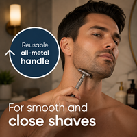 Rasoir de sécurité double face pour hommes, léger, ergonomique, avec poignée texturée pour peaux sensibles, rasage quotidien doux et soin de la peau