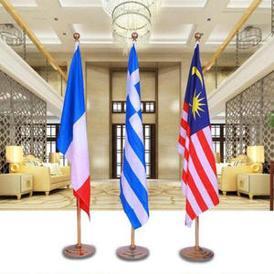 Table d'atterrissage télescopique Double face en Polyester, en acier inoxydable, drapeau de bureau de conférence, vente en gros - Product Image 1