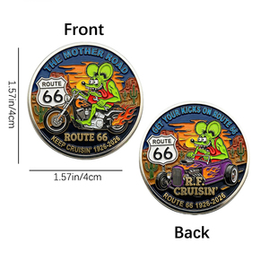 Monedas Conmemorativas Temáticas de Route 66 al por Mayor, Monedas de Desafío con Diseño de Rat Fink en Relieve a Doble Cara, Regalos Coleccionables - Product Image 2
