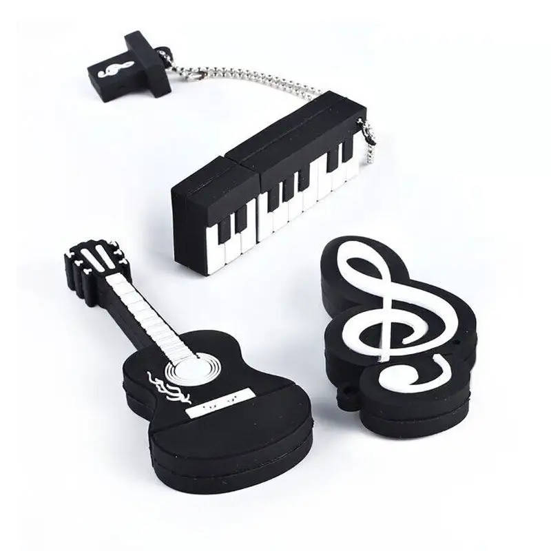 Music Lovers Gifts 3D 2D Creative Design Musical Theme Guitar Violin Piano Bass Musical Instrument PVC USB Flash Drive