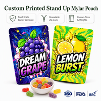 Sac en Mylar refermable, résistant aux odeurs, imprimé en gravure personnalisée, avec fermeture éclair et logo personnalisé pour le stockage de bonbons et d'aliments