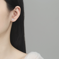 Anting-anting Bunga Perak Sterling 925 Zirkon Elegan Chic Fashion