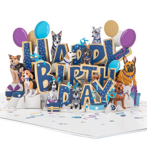 Cartes Pop-up 3D Pliables Joyeux Anniversaire Chiens – Design de Soutien à la Sauvetage des Chiots pour les Amoureux des Chiens et les Défenseurs de la Protection Animale – Cadeau d'Anniversaire - Product Image 1