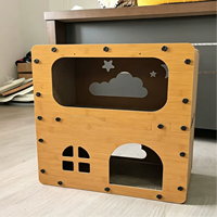 Maison à gratter pour chat en carton, griffoir tout-en-un, résistant à l'usure, sans perte de fibres, lit-caverne et jouet pour chats d'intérieur