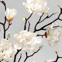 Realistische witte magnoliatak kunstbloem van PU zijde, handgemaakte bloemstuk voor thuis- en bruiloftdecoratie 11