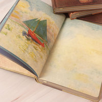 Diario de mano con tapa dura, diseño de cuadro famoso, páginas a color retro, bronceado, estilo europeo, exquisito regalo para estudiantes