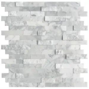 Sunwings Natural Stone Peel And Stick Tile | Stock In US | Silver Wood Marble Decorative Mosaic For Kitchen Bathroom Fireplace