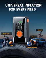 Inflador de Neumáticos Inalámbrico, Compresor de Aire, Arrancador de Emergencia con Manómetro Digital y Luz LED para Automóvil, Motocicleta, Bicicleta y Balón