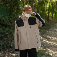 Blouson bomber Gore-Tex pour homme |   Vêtements de rue printaniers à capuche avec fermeture éclair |   Imperméable, respirant, léger |   Brun ardoise