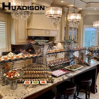Équipement de Buffet Huadison en Acier Inoxydable Martelée, Ensemble de Présentoirs à Gâteaux Réhausseurs de Buffet, Présentoir Alimentaire de Luxe pour Buffet