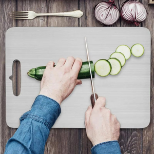 Planche à découper double face en acier inoxydable 304, anti-bactérienne et anti-moisissure, plateau de service alimentaire tendance pour la cuisine (vente en gros) - Product Image 6