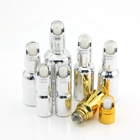 Capuchon compte-gouttes électroplaqué finition or et argent, revêtement UV, bulbe en silicone blanc, pipette en verre pour flacon de sérum ou d'huile essentielle