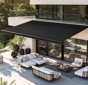 Auvent rétractable moderne en aluminium avec bras pliables, revêtement en poudre imperméable en PVC, pour terrasse extérieure, avec télécommande, 8 m - Product Image 1