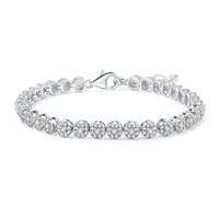 Bracelet de tennis sac rond classique S925 plaqué argent or blanc 18 carats Moissanite 2mm diamant classe D 3.5CT 18CM Chian