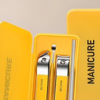 Ensemble de manucure et pédicure jaune en acier inoxydable, kit de coupe-ongles portable, outils de toilettage avec étui pour les voyages