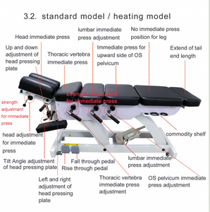 Table de traitement chiropratique robuste, réglable en hauteur, avec fonction d'inclinaison verticale et oblique pour la tête, pour cliniques de physiothérapie - Product Image 2