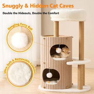 Modern <b>Cat</b> <b>Tree</b> for Indoor <b>Cats</b> Large Adult, 36in H <b>Cat</b> <b>Tree</b> Tower with <b>Scratching</b> <b>Posts</b>, Cozy <b>Cat</b> Bed Cave, Washable Cushions - Product Image 2