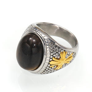 بيع بالجملة ريترو 316L صلب مقاوم للصدأ شخصية فاك فاخر مجوهرات راقية خواتم أحجار طبيعية للرجل - Product Image 6