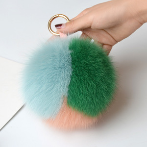 XJ Real <span class=keywords><strong>Fox</strong></span> Fur Pelt Fluffy and Soft Cute Pompom Design Llavero y decoraciones para bolsos Mayorista chino - Product Image 5