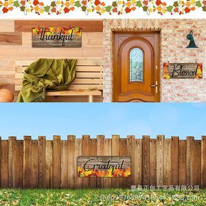 Letrero de Madera Rectangular con Frases de Agradecimiento y Bendición, Decoración Otoñal para el Hogar, Placa Colgante de Madera Sólida - Product Image 4