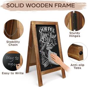 Panneau <span class=keywords><strong>de</strong></span> tableau noir A-Frame <span class=keywords><strong>Chevalet</strong></span> <span class=keywords><strong>de</strong></span> tableau noir autoportant double face, panneau <span class=keywords><strong>de</strong></span> <span class=keywords><strong>trottoir</strong></span> en bois robuste, planche à sandwich - Product Image 2