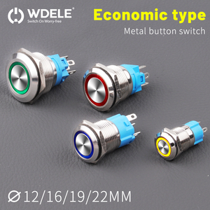 Ip65 không thấm nước 5A kim loại <span class=keywords><strong>push</strong></span>-nút chuyển đổi 16/19/22 mét vòng hình <span class=keywords><strong>LED</strong></span> ánh sáng 1no1nc nhà máy giá - Product Image 3