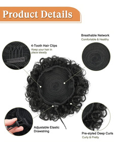 Extensions <span class=keywords><strong>de</strong></span> <span class=keywords><strong>queue</strong></span> <span class=keywords><strong>de</strong></span> <span class=keywords><strong>cheval</strong></span> synthétiques en fibre haute température, douces, <span class=keywords><strong>avec</strong></span> cordon <span class=keywords><strong>de</strong></span> serrage, effet afro bouclé, <span class=keywords><strong>postiche</strong></span> <span class=keywords><strong>élastique</strong></span> en filet noir pour femmes - Product Image 3