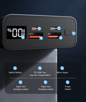 Gadgets 2025, Banco de Energía de Alta Capacidad de 10000 mAh con Doble USB-C, Carga Rápida, Pantalla LED, Enchufe Universal, ABS Ultra Delgado y Portátil
