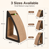 Griffoir pour chat en carton ondulé en forme d'arche triangulaire avec piste à balles, emballage personnalisé, vente en gros