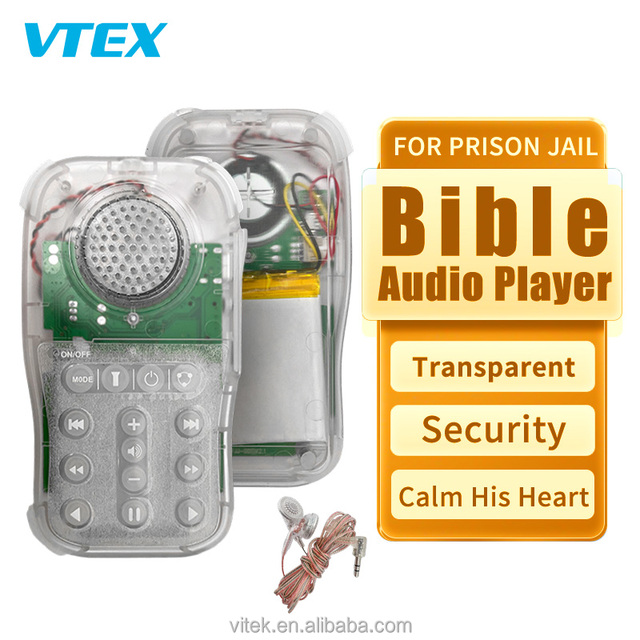 Prison Jail Inmate Use Safe Security Transparent Case See Through 4Gb 8Gb 16Gb Memory Mini Fm Radio Quran Mp3 Audio Bible Player