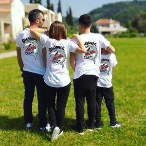 Venta al por mayor de alta calidad personalizado a juego padre-hijo familia para tiburón impreso Camiseta 100% algodón de moda papá mamá niños - Product Image 2