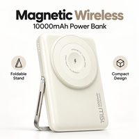 Mini batterie externe magnétique sans fil 10000mAh 20W Batterie externe compacte avec support pliable et câble USB C intégré