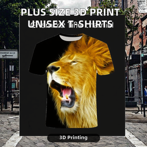Camiseta 3D Unisex de Estilo Casual para Hombre, Cómoda y Transpirable, con Estampado 3D de Tigre, León y Leopardo, Tejido de Punto de 180 Gramos con Patrón - Product Image 2